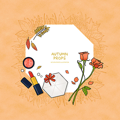 PSD 꽃잎 리본 단풍 낙엽 라인일러스트 일러스트 프레임 사람없음 선물상자 장미 주황색 립스틱 가을 구슬 아이섀도 프레임일러스트 국내일러스트 계절 꽃 컬러 잎 선물 상자 화장품 파일형식