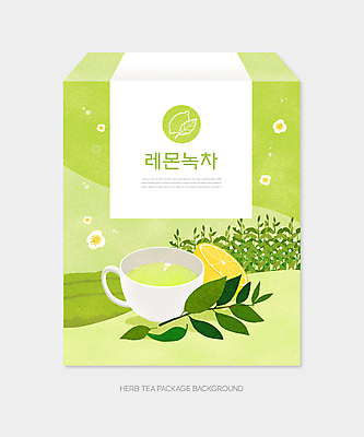 PSD 꽃 일러스트 단면 사람없음 연두색 녹차 레몬 패키지 녹차밭 녹차잎 녹차티백 포장상자 국내일러스트 식물 밭 과일 초록색 차_음료 상자 찻잎 티백 파일형식