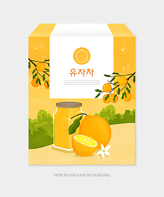 PSD 꽃 일러스트 유리병 사람없음 주황색 나뭇가지 풀숲 패키지 티백 유자 유자차 포장상자 과일차 국내일러스트 나무 식물 컬러 과일 병_용기 차_음료 상자 숲 파일형식