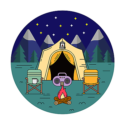 나무 별 일러스트 밤하늘 불꽃 산 텐트 초원 사람없음 캠핑 머그컵 랜턴 야간 모닥불 캠핑장 라디오 캠핑의자 국내일러스트 AI파일 자연요소 식물 의자 하늘 불 레저 조명 캠핑도구 컵 전자제품 파일형식 벡터