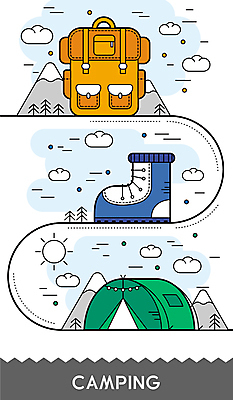 나무 구름 겨울 일러스트 배낭 산 부츠 텐트 사람없음 태양 캠핑 눈 겨울캠프 국내일러스트 AI파일 자연요소 식물 계절 신발 가방 레저 날씨 캠핑도구 파일형식 벡터