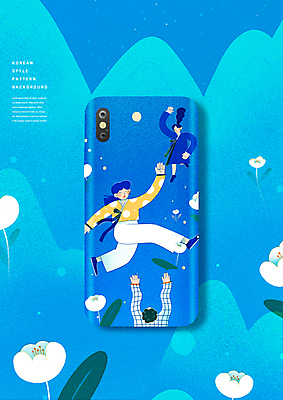 전신 PSD 편집이미지 전통 여자 남자 꽃 백그라운드 모바일 산 상반신 성인 세명 파란색 손들기 춤 생활한복 성인만 스마트폰케이스 이미지편집 식물 컬러 모션 문화예술 사람 스마트폰 한복 파일형식