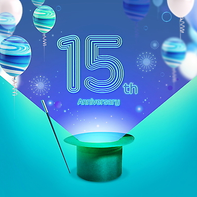 PSD 편집이미지 기념일 폭죽 타이포그라피 사람없음 파란색 빛 숫자 마술 풍선 마술사모자 마술지팡이 민트색 이미지편집 문자 모자_잡화 컬러 이벤트 마술도구 파일형식