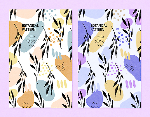 식물 잎 일러스트 사람없음 보라색 주황색 패턴백그라운드 점 보테니컬아트 멤피스디자인 국내일러스트 AI파일 디자인 컬러 백그라운드 패턴 파일형식 벡터