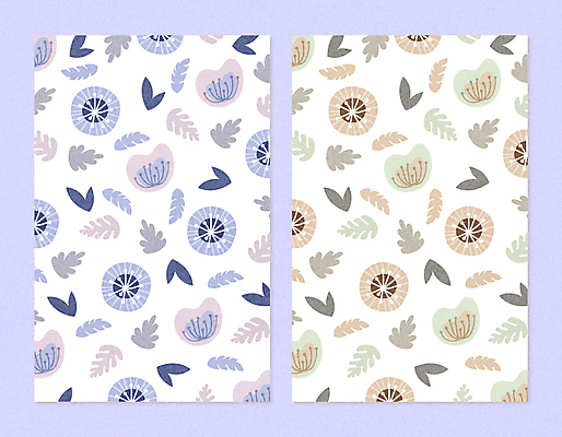 꽃 잎 패턴 일러스트 사람없음 보라색 패턴백그라운드 베이지색 보테니컬아트 멤피스디자인 국내일러스트 AI파일 식물 디자인 컬러 백그라운드 무늬 파일형식 벡터