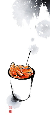 PSD 겨울 일러스트 캘리그라피 붓터치 산 사람없음 눈 분식 겨울음식 번짐 낙관 이쑤시개 컵떡볶이 겨울풍경 국내일러스트 자연요소 계절 음식 날씨 풍경 떡볶이 파일형식 효과