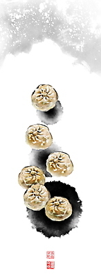 PSD 겨울 일러스트 캘리그라피 붓터치 산 사람없음 눈 만두 번짐 낙관 겨울풍경 국내일러스트 자연요소 계절 음식 날씨 풍경 파일형식 효과