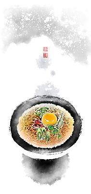 PSD 그릇 겨울 일러스트 캘리그라피 붓터치 산 사람없음 눈 라면 분식 번짐 낙관 노른자 겨울풍경 국내일러스트 자연요소 식기 계절 음식 날씨 풍경 계란 면류 파일형식 효과