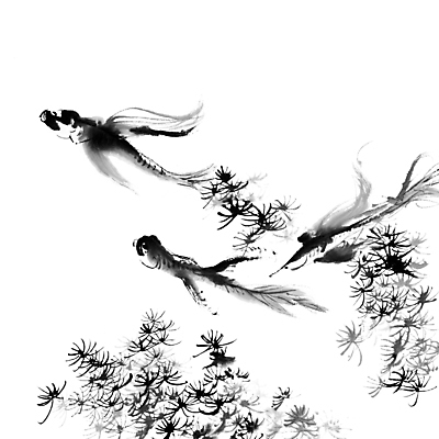 JPG 해외이미지 식물 일러스트 붓터치 어류 미술 사람없음 먹 동양화 그림 금붕어 번짐 해외일러스트 서예 문화예술 수중동물 파일형식 효과 이미지허브