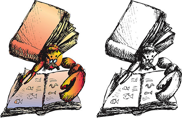 EPS 해외이미지 교육 일러스트 갑각류 어류 책 학습 독서 문학 집게발 문해 해외일러스트 동물 수중동물 파일형식 벡터 이미지허브