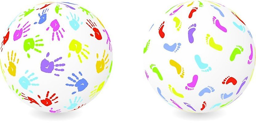 EPS 해외이미지 손 분홍색 오렌지 일러스트 빨간색 초록색 파란색 노란색 지구본 보라색 흰색 원형 발자국 양발 해외일러스트 도형 컬러 과일 자국 신체부위 파일형식 벡터 이미지허브