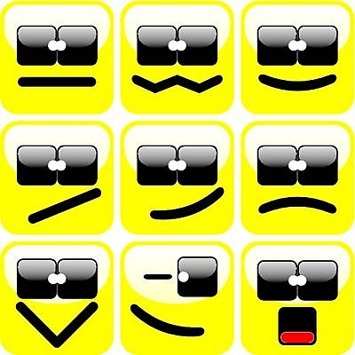 EPS 해외이미지 클립아트 디자인 감정 얼굴 일러스트 미술 미소 컴퓨터 세트 노란색 표현 유머 만화 심볼 사인 그림 클립 이모티콘 해외일러스트 컬러 문화예술 표정 신체부위 전자제품 파일형식 벡터 이미지허브