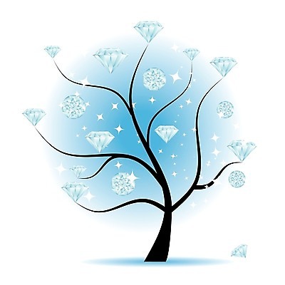EPS 해외이미지 나무 디자인 별 잎 일러스트 사람없음 파란색 3D 고급 크리스탈 다이아몬드 해외일러스트 자연요소 식물 컬러 컨셉 광석 보석 디지털합성 파일형식 벡터 이미지허브