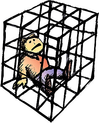 EPS 해외이미지 남자 일러스트 자유 슬픔 좌절 감옥 패배 손그림 새장 망사 우울증 죄수 해외일러스트 감정 컨셉 사람 직물 질병 케이지 파일형식 벡터 이미지허브