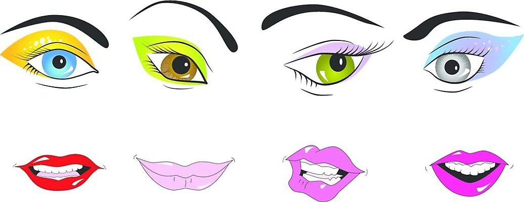 EPS 해외이미지 여자 행복 얼굴 분홍색 일러스트 미술 미소 사람 성인 빨간색 파란색 빛 세트 검은색 화장품 립스틱 흰색 오픈 입 화려 치아 눈동자 눈썹 속눈썹 가득함 입술 클립 만들기 붓꽃 고립 해외일러스트 꽃 감정 컬러 컨셉 모션 문화예술 표정 신체부위 뷰티 눈_신체부위 소화기관 파일형식 벡터 이미지허브