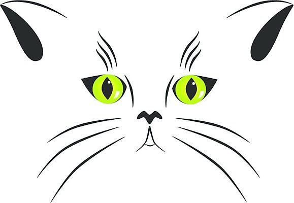 EPS 해외이미지 동물 디자인 얼굴 패턴 일러스트 털 장식 초록색 반려동물 검은색 고양이 싱글 귀 얼룩무늬 솜털 고립 해외일러스트 컬러 무늬 포유류 신체부위 파일형식 벡터 이미지허브