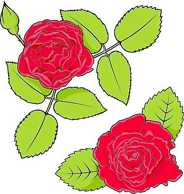 EPS 해외이미지 디자인 꽃 잎 일러스트 장식 빨간색 초록색 장미 모서리 해외일러스트 식물 컬러 파일형식 벡터 이미지허브
