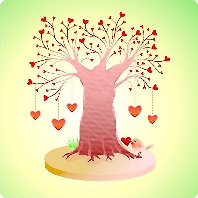 EPS 해외이미지 나무 일러스트 자연 조류 발렌타인데이 매달리기 사랑 장식 성장 하트 뿌리 옛날 해외일러스트 모양 식물 동물 감정 모션 데이이벤트 생태계 파일형식 벡터 이미지허브