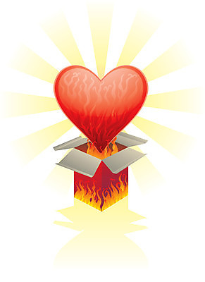 EPS 해외이미지 일러스트 불 발렌타인데이 선물 사랑 빛 상자 낭만 하트 열정 화상 해외일러스트 자연요소 모양 감정 컨셉 데이이벤트 상처 파일형식 벡터 이미지허브