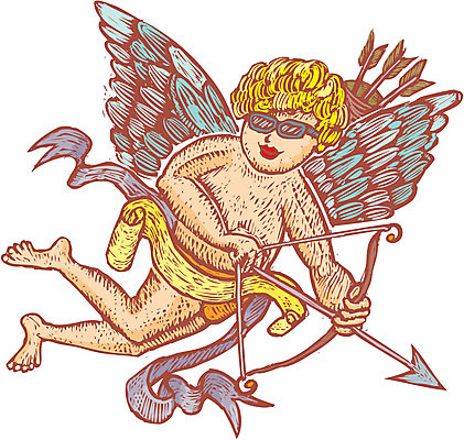 EPS 해외이미지 배너 일러스트 천사 화살 발렌타인데이 사랑 선글라스 두루마리 활 양궁 큐피드 해외일러스트 감정 안경 스포츠 데이이벤트 파일형식 벡터 이미지허브