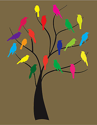 EPS 해외이미지 나무 일러스트 조류 추상 사람없음 컬러풀 갈색 해외일러스트 식물 동물 컬러 무늬 파일형식 벡터 이미지허브