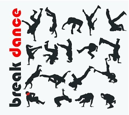 EPS 해외이미지 전신 실루엣 일러스트 힙합 사람 여러명 세트 댄서 비보이 해외일러스트 직업 음악 다수 촬영기법 춤 파일형식 벡터 이미지허브