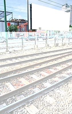 포토 JPG 해외이미지 주간 도로 자동차 간판 프레임 광고판 사람없음 야외 기찻길 옥외간판 옥외광고 목업 해외포토 자연요소 길 육상교통 교통시설 알림판 판 파일형식 이미지허브