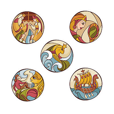 EPS 해외이미지 여자 노년 남자 파도 일러스트 지팡이 동화 악수 항해 어류 여러명 상반신 성인 그물 왕 낚시꾼 동화나라 동심 해외일러스트 바다 다수 배_교통 사람 손짓 수중동물 파일형식 벡터 이미지허브