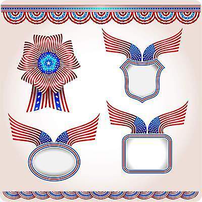 EPS 해외이미지 디자인 배너 별 리본 일러스트 프레임 그래픽 미국 줄무늬 방 깃발 배지 애국심 휘장 독립기념일 해외일러스트 자연요소 기념일 북아메리카 무늬 독립 파일형식 벡터 이미지허브