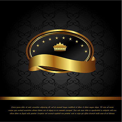 EPS 해외이미지 별 리본 일러스트 왕관 프레임 사람없음 검은색 금색 빈티지 원형 클래식 고급 해외일러스트 자연요소 도형 컬러 컨셉 파일형식 벡터 이미지허브