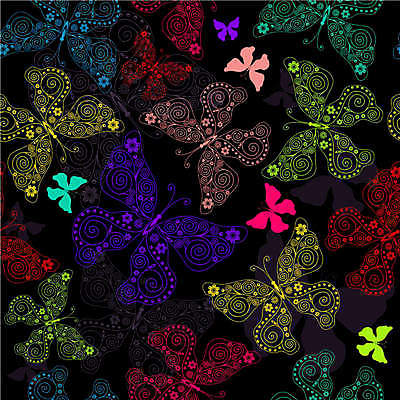 EPS 해외이미지 디자인 꽃 나비 백그라운드 여러마리 일러스트 사람없음 컬러풀 화려 라인아트 해외일러스트 식물 선 컬러 다수 곤충 컨셉 파일형식 벡터 이미지허브