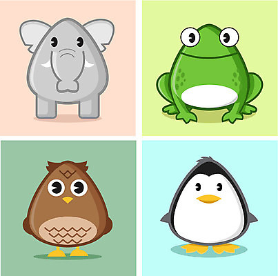 EPS 해외이미지 동물 일러스트 조류 코끼리 따뜻함 개구리 초록색 반려동물 컬러풀 추위 만화 펭귄 심플 부드러움 부엉이 두꺼비 캐리커처 해외일러스트 컬러 포유류 양서류 감각 그림 파일형식 벡터 이미지허브