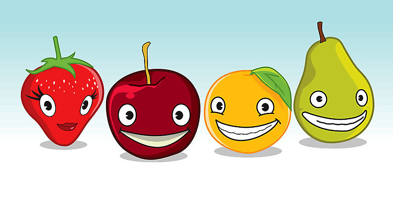 EPS 해외이미지 행복 얼굴 다이어트 오렌지 과일 일러스트 딸기 건강 미소 빨간색 컬러풀 표현 신선 만화 부드러움 캐리커처 해외일러스트 감정 컬러 표정 신체부위 감각 그림 파일형식 벡터 이미지허브