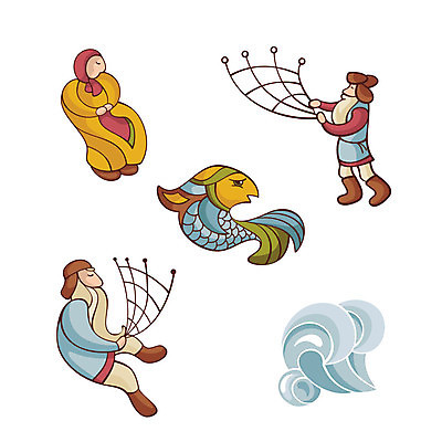 EPS 해외이미지 전신 한마리 여자 노년 남자 파도 일러스트 낚시 동화 어류 들기 앉기 성인 세명 그물 사냥 낚시꾼 동화나라 동심 해외일러스트 1 바다 모션 레저 사람 수중동물 파일형식 벡터 이미지허브