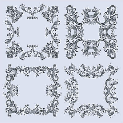 EPS 해외이미지 디자인 일러스트 프레임 사람없음 세트 사각형 빈티지 우아함 테두리 고딕 바로크 빅토리아 해외일러스트 도형 컨셉 파일형식 벡터 이미지허브