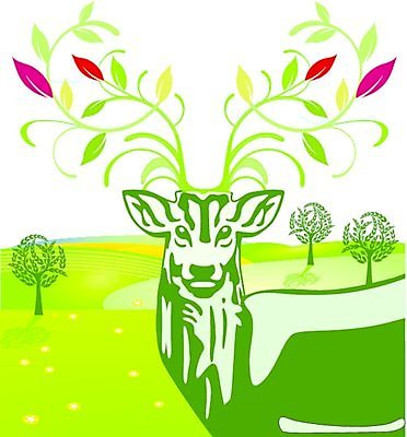 EPS 해외이미지 식물 동물 전통 야생동물 꽃다발 일러스트 자연 사슴 장식 숲 사인 사냥 사냥꾼 해외일러스트 직업 꽃 포유류 생태계 파일형식 벡터 이미지허브