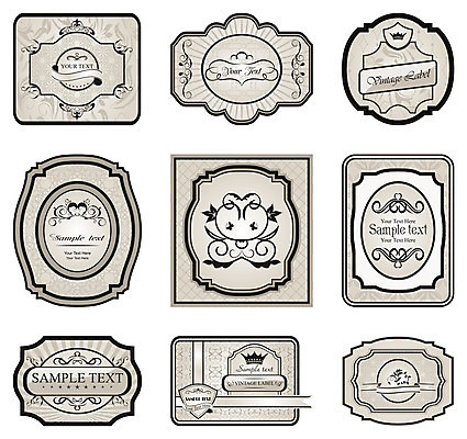 EPS 해외이미지 스티커 일러스트 사람없음 세트 라벨 빈티지 심볼 복고 고딕 고딕양식 아이보리 해외일러스트 컬러 컨셉 프레임 파일형식 벡터 이미지허브