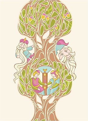 EPS 해외이미지 나무 여자 노년 남자 일러스트 동화 여러명 상반신 성인 손잡기 마법사 턱수염 동화나라 난쟁이 공주님 왕자 동심 해외일러스트 식물 다수 모션 수염 사람 파일형식 벡터 이미지허브