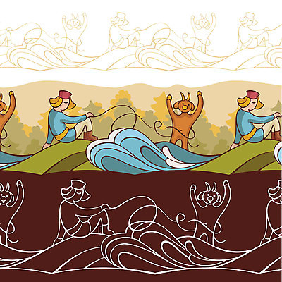 EPS 해외이미지 전신 남자 줄 파도 일러스트 동화 들기 앉기 여러명 성인 잡기 악마 사냥 동화나라 성인남자만 동심 해외일러스트 바다 다수 모션 사람 남자만 성인만 파일형식 벡터 이미지허브