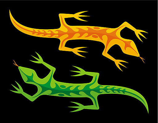 EPS 해외이미지 디자인 오렌지 일러스트 파충류 초록색 검은색 꼬리 도마뱀 고립 해외일러스트 동물 컬러 과일 파일형식 벡터 이미지허브