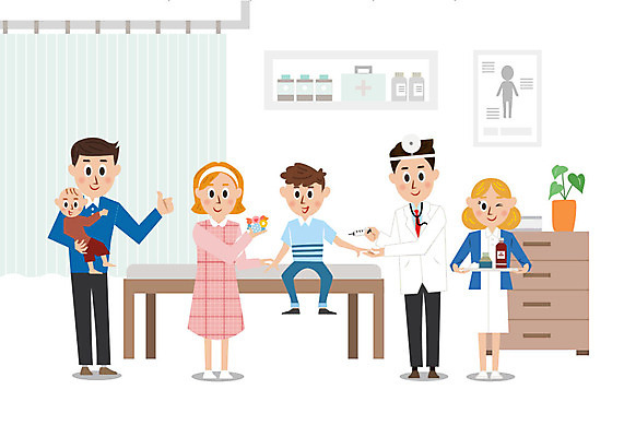 여자 남자 화분 어린이 일러스트 의학 엄마 병원 주사기 사람 여러명 성인 컬러풀 약 귀여움 진료 환자 간호사 의사 침대 아기 커튼 아빠 서랍장 소아과 예방접종 국내일러스트 AI파일 컬러 가구 다수 컨셉 가족 의료기기 의료진 접종 파일형식 벡터
