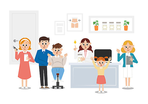 여자 남자 화분 어린이 다이어트 의자 일러스트 의학 엄마 병원 사람 여러명 성인 컬러풀 문 귀여움 진료 환자 간호사 의사 아빠 비만 책상 서류판 국내일러스트 AI파일 컬러 가구 다수 컨셉 가족 건강 사무용품 의료진 몸매 파일형식 벡터