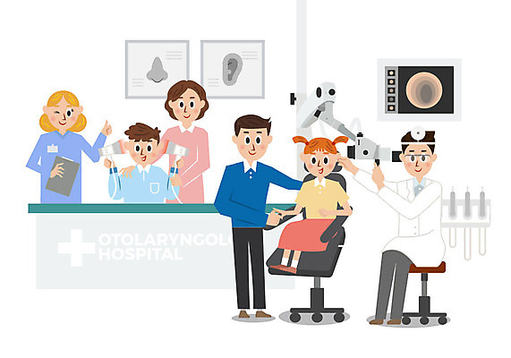 여자 남자 어린이 일러스트 의학 엄마 병원 사람 여러명 성인 치료 컬러풀 귀여움 진료 환자 간호사 의사 아빠 이비인후과 국내일러스트 AI파일 컬러 다수 컨셉 가족 의료진 파일형식 벡터