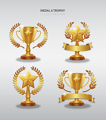 별 리본 스티커 일러스트 사람없음 세트 금색 우승 트로피 심볼 월계수 국내일러스트 AI파일 자연요소 컬러 최고 상_우승 파일형식 벡터