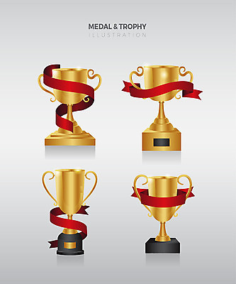 리본 스티커 일러스트 사람없음 세트 금색 우승 트로피 심볼 국내일러스트 AI파일 컬러 최고 상_우승 파일형식 벡터