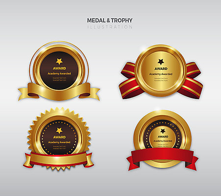 별 리본 스티커 일러스트 사람없음 세트 라벨 여러개 금색 우승 메달 심볼 금메달 국내일러스트 AI파일 자연요소 컬러 다수 프레임 최고 상_상패 파일형식 벡터