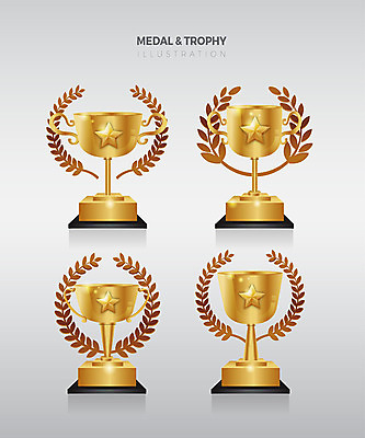 별 스티커 일러스트 사람없음 세트 금색 우승 트로피 심볼 월계수 국내일러스트 AI파일 자연요소 컬러 최고 상_우승 파일형식 벡터