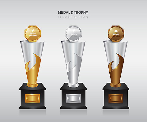 스티커 일러스트 유리 사람없음 세트 갈색 금색 우승 은색 트로피 심볼 2위 3위 국내일러스트 AI파일 컬러 재질 최고 상_우승 파일형식 벡터