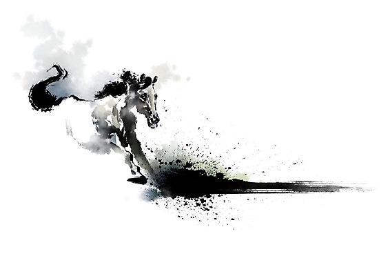 PSD 동물 한마리 일러스트 캘리그라피 붓터치 사람없음 달리기 말_동물 속도 번짐 열정 힘찬 국내일러스트 1 감정 컨셉 포유류 모션 파일형식 효과