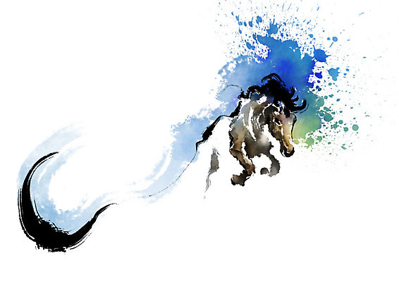 PSD 동물 한마리 일러스트 캘리그라피 붓터치 사람없음 달리기 말_동물 속도 번짐 열정 힘찬 국내일러스트 1 감정 컨셉 포유류 모션 파일형식 효과